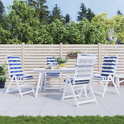 vidaXL Възглавница за открито 4 pcs Синьо и бяло 120 x 50 x 7 см (42040528)