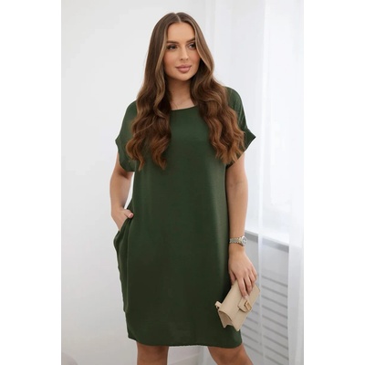 Fashionweek dámske šaty s vreckami ľahké a vzdušne K5954 Khaki