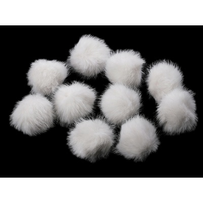 Kožešinová bambule s poutkem Ø3,5 cm - Off White (10 ks)