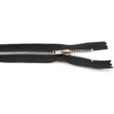 Nedeliteľný kovový strieborný zips č.3 viac farieb - dĺžka (16 - 20 cm) 18 cm Čierna