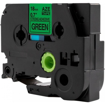Pro Brother Съвместима лента с Brother TZ-S741 / TZe-S741, 18mm x 8m, екстра лепило черен печат / зелен фон (TZe-S741)