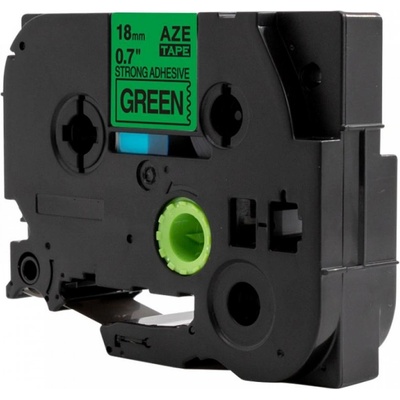 Compatible Съвместима лента с Brother TZ-S741 / TZe-S741, 18mm x 8m, екстра лепило черен печат / зелен фон (TZe-S741)