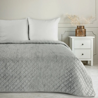 Eurofirany přehoz na postel PREMIUM BLINK 3 prešívaný s lesklým vzorom látky sivý strieborná Zamat 170 x 210 cm