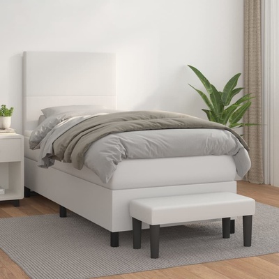 vidaXL Box spring postel s matrací 3137528 umělá kůže bílá