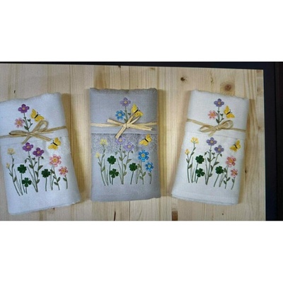 Mondo Italia darčeková sada 2 ks uterákov kvety 40 x 60 cm a 50 x 100 cm krémová