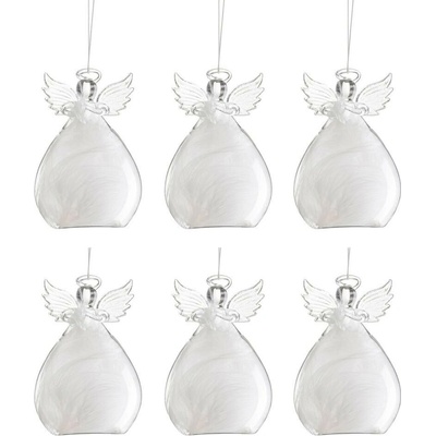 6ks vánoční skleněná ozdoba anděl s peříčky Angel - 8*11 cm - J-Line by Jolipa