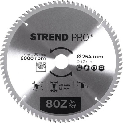Kotúč Strend Pro TCT 254x3.0x30/20 mm 80Z, na drevo, pílový, SK plátky