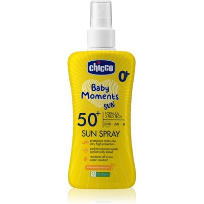 Chicco Baby Moments Sun спрей за тен за деца SPF 50+ 0 m+ 150ml