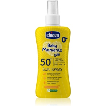 Chicco Baby Moments Sun спрей за тен за деца SPF 50+ 0 m+ 150ml