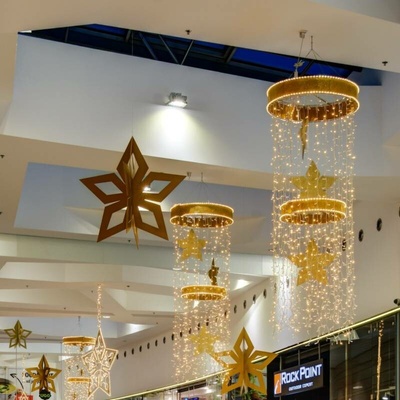 DECOLED Vianočná ozdoba zlatá hviezda, 3D, 80 cm