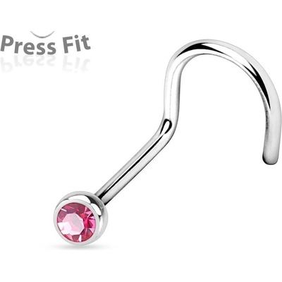 S4U Zahnutý piercing do nosu, zirkon 2,5 mm (růžová) N1122P-025