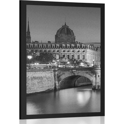Plakát oslňující panorama Paříže v černobílém provedení - 20x30 silver