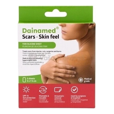 Dainamed Scars Skin Feel Tenká silikónová náplasť na jazvy 5 x 7,5 cm 5 náplastí