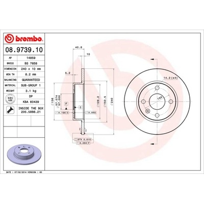 BREMBO Brzdový kotúč 08973910