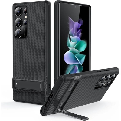 ESR Air Shield Boost Case - удароустойчив хибриден кейс с вградена поставка за Samsung Galaxy S23 Ultra (черен)