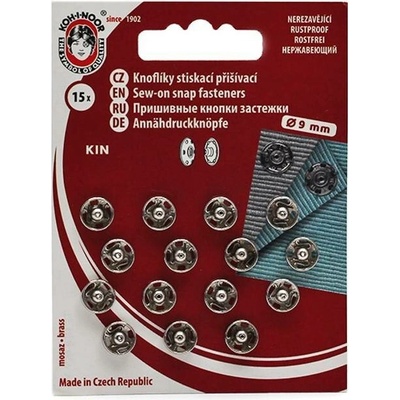 KIN Knoflíky stiskací patentky Ms průměr 9mm (vel. 1) (15ks/karta - stříbrná) – Sleviste.cz