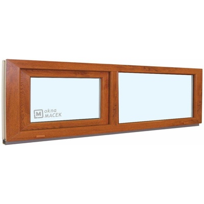 KÖMMERLING Plastové okno - 70 AD, 2400x500 mm, FIX/S, zlatý dub čiré, zlatý dub/bílá