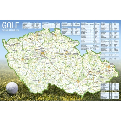 ZES Stírací mapa golfových hřišť ČR Varianta: laminovaná mapa v lištách, Provedení: bez rámu