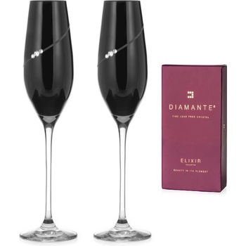 Swarovski Diamante sklenice na šampaňské Silhouette City Black s kamínky 2 x 210 ml