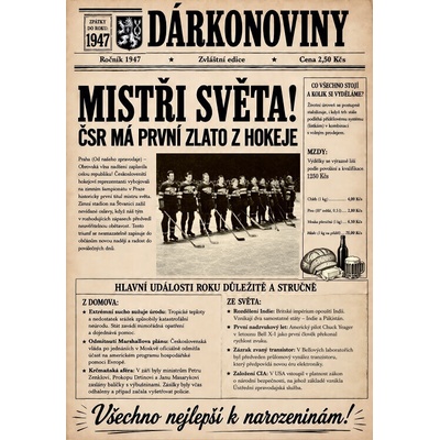 aDarčeky Dárkonoviny 1947 – retro noviny z roku narození
