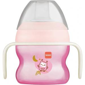 MAM Тренировъчна чаша MAM - Starter Cup Night, 4 м+, 150 ml, розова сова (100018902/BG807947 )