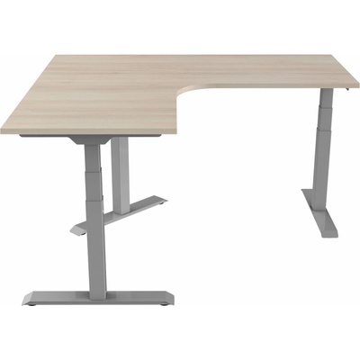 Delso Rohový výškovo nastaviteľný stôl Shaper 140 x 140 cm agát / sivá