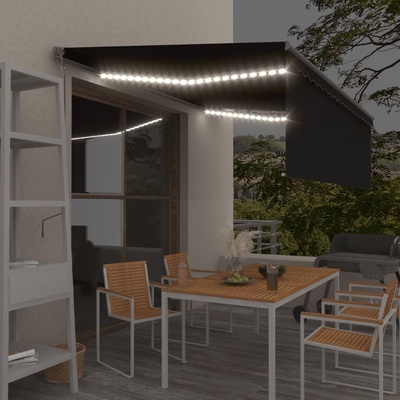 VidaXL Automatická markýza roleta LED senzor větru 4,5x3 m antracitová