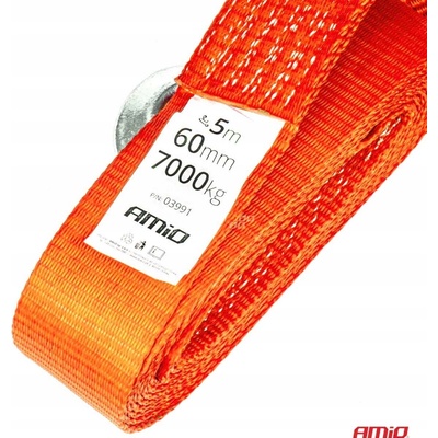 AMiO Popruhové ťažné lano 7000kg 60mm 5m zakončenie HÁK + HÁK 03991