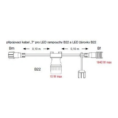 City SR-059549 Připojovací kabel B22 černý 0,2m