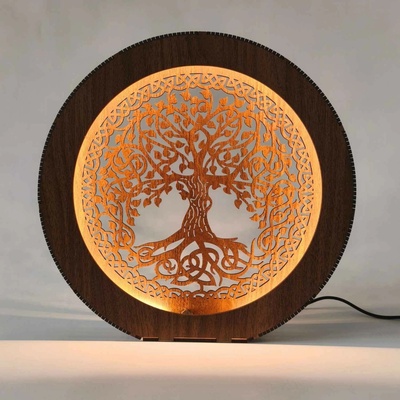 SENTOP | Dřevěná lampa Strom života – keltský design, ruční výroba| SENTOP LED0596