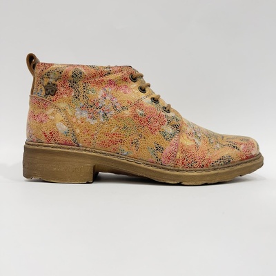 Анатомични дамски боти Loretta тип кларк в бежов флорален цвят 6756-65 CAMEL FLORAL