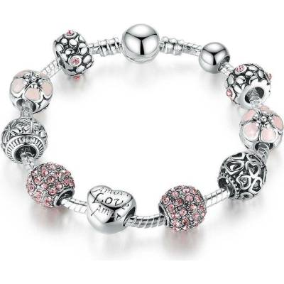 B-top náramek s korálky Pink crystal 61169