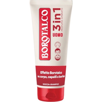 Borotalco MEN 3 in 1 sprchový gél pre mužov na tvár, telo a vlasy vône Amber 200 ml