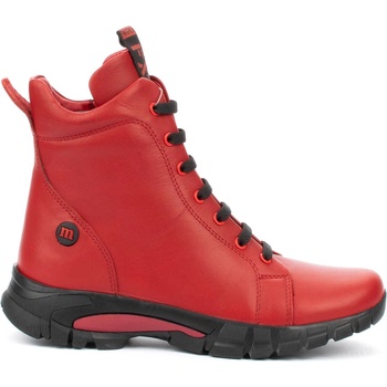 Image 1 of Равни дамски боти в червено от естествена кожа