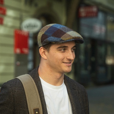 Fiebig Headwear since 1903 zimní vlněná hneda kostkovaná