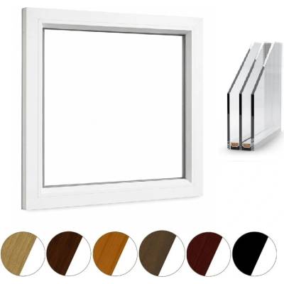 Aluplast Jednokřídlé okno fixní, 500-590 x 1500-1590 mm bílá neotevíratelné Trojsklo Ug=0,7