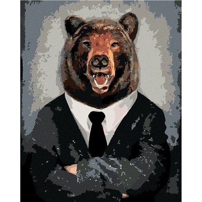 zuty Malování podle čísel Medvěd v oblečení 80 x 100 cm vypnuté plátno na rám