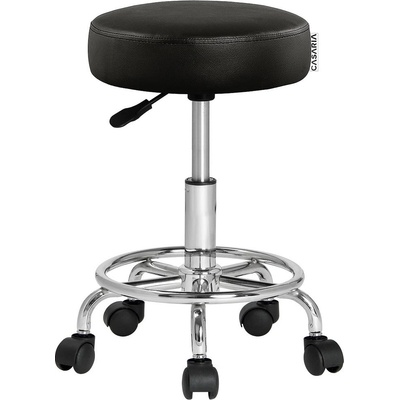 Casaria Oxana taburetka na kolečkách s opěrkou na nohy 35 cm černá – Hledejceny.cz