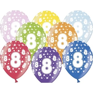 PartyDeco Балон за рожден ден с число 8