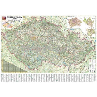 Česká republika silniční - nástěnná mapa 135 x 90 cm, lamino + 2 lišty