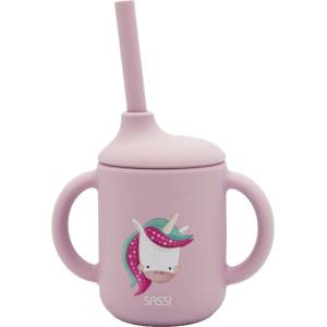 Sassi Силиконова чаша със сламка Sassi - Sparkly The Unicorn, розова (SSSI0801)