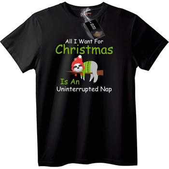NOONEBRAND Тениска Коледен Мързелив Сън - 6XL, Black