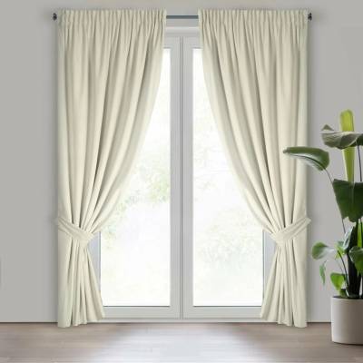 EUROFIRANY ZATEMŇOVACÍ ZÁVĚS NA PÁSCE ANTARA 140X300 CM KRÉMOVÁ