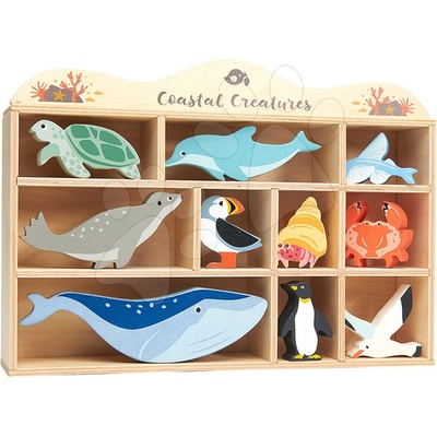 Tender Leaf Toys dřevěná mořská zvířata na poličce 10 ks Coastal set