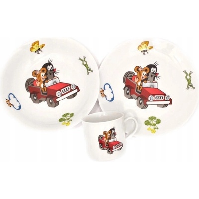 Thun Jedálenská súprava pre deti Krtko a myška v aute 3 ks