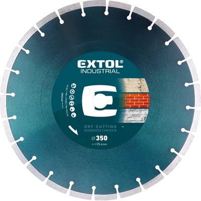 Kotouč diamantový řezný segmentový na BETON, suché řezání, ⌀350x25,4x3,2mm EXTOL INDUSTRIAL