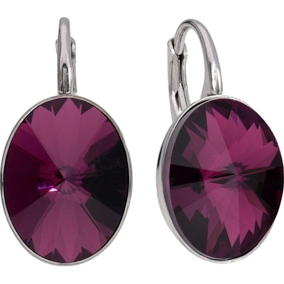Swarovski Elements Oval Rivoli stříbrné visací fialové oválky 31275.3 Amethyst fialová bordó vínová