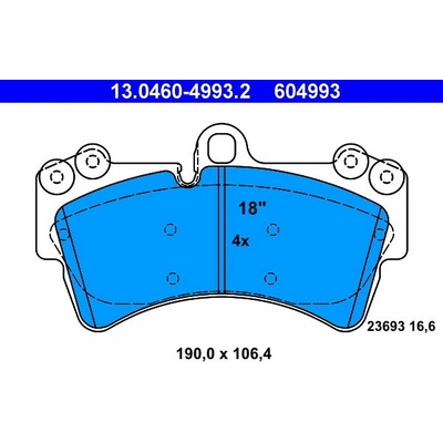 ATE 604993 Sada brzdových doštičiek 13.0460-4993.2