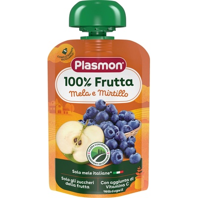 PLASMON Плодова закуска Plasmon - Ябълка с боровинка, 100 g (2462)