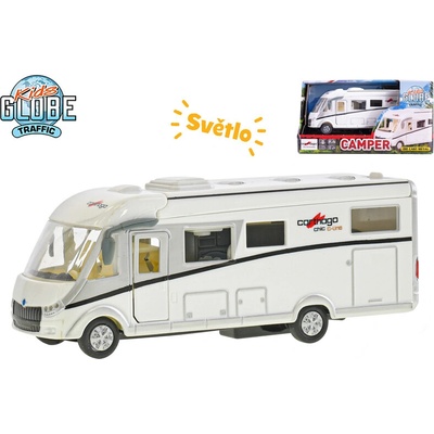 Kids Globe Traffic karavan Carthago 16cm kov zpětný chod na baterie se světlem